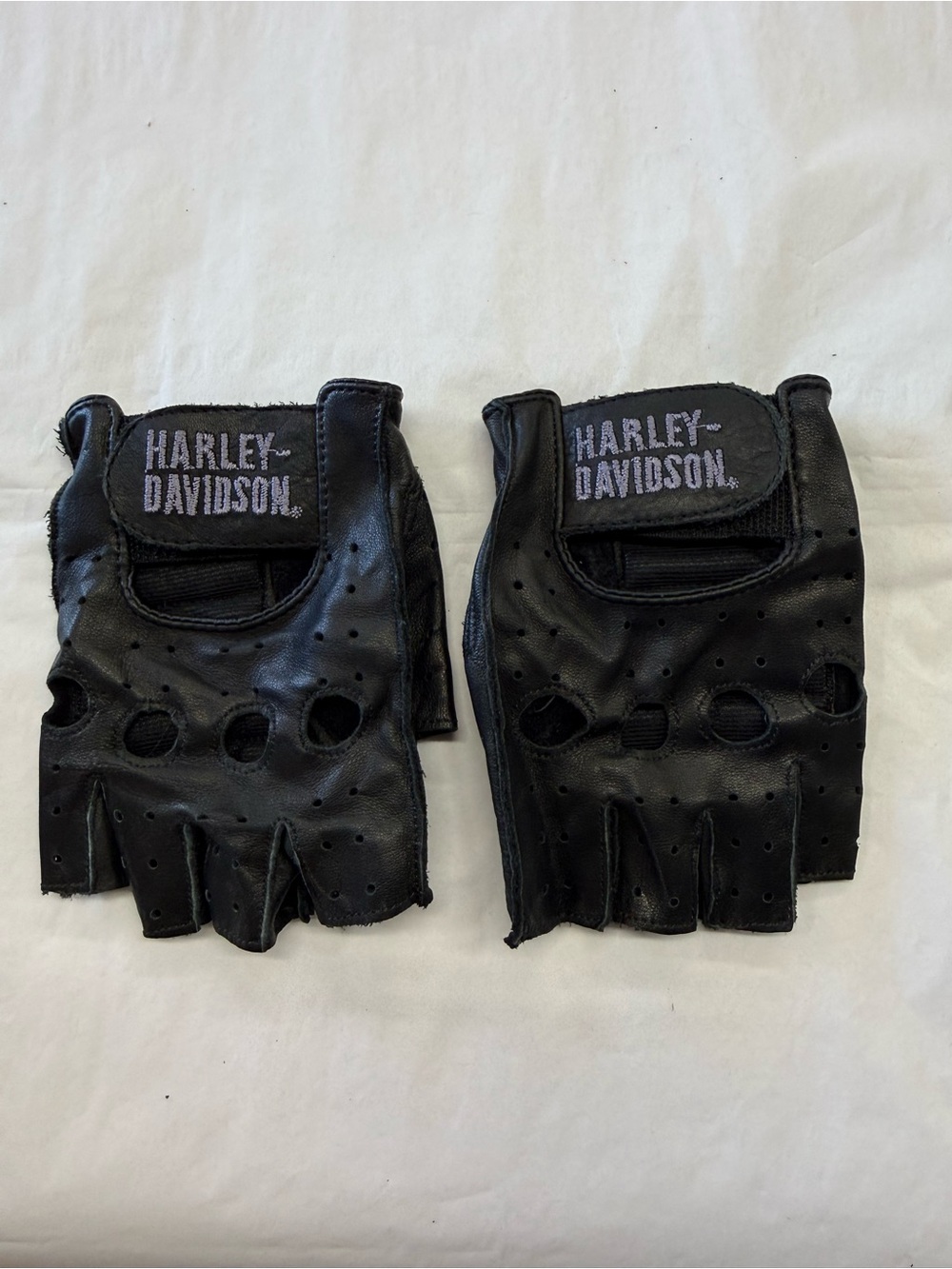 Harley-Davidson Women’s Black Leather Fingerless Riding Gloves Size M